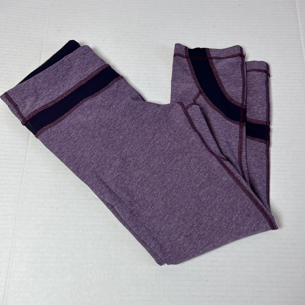 Lululemon Cropped Purple Leggings Back Pocket Size 6 Preowned - Picture 8 of 8